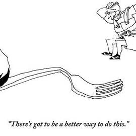 Two Soldiers Are Seen Jumping On A Large Fork by Ariel Molvig