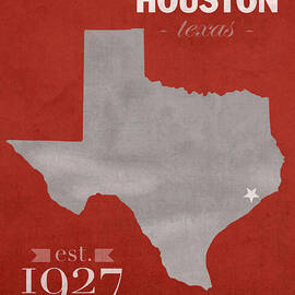 University of Houston Cougars Texas College Town State Map Poster Series No 045 by Design Turnpike