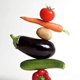 Vegetables Arranged In A Stack by Halfdark