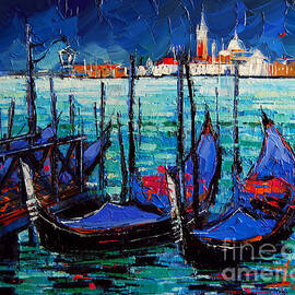 Venice Gondolas And San Giorgio Maggiore by Mona Edulesco