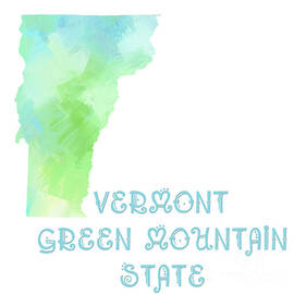 Vermont - Green Mountain State - Map - State Phrase - Geology by Andee Design