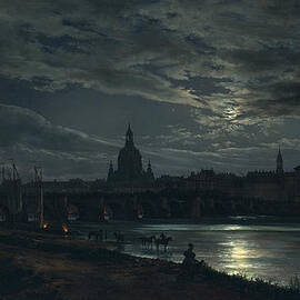 View of Dresden by Moonlight by Johan Christian Dahl