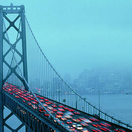 View Of The San Francisco Bay Bridge In Fog by Science Photo Library