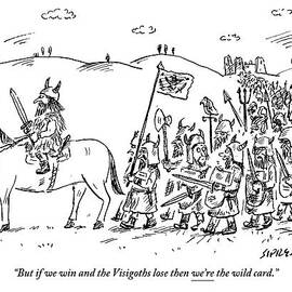 Warrior On A Horse Is Followed By An Army by David Sipress