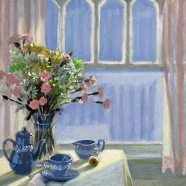 Wedgewood Blues - Flowers by the Window by Bonnie Mason