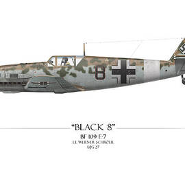 Werner Schroer Messerschmitt Bf-109 - White Background by Craig Tinder