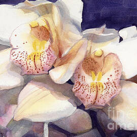 White Orchids in Watercolor