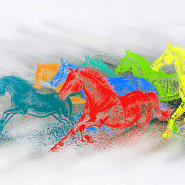 Running Wild - Abstract Horses by Teshia Art