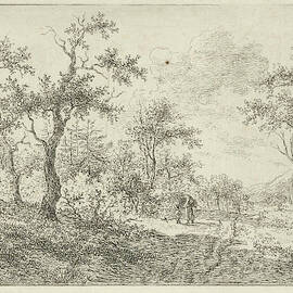 Wooded Landscape With A Woman And A Boy, Print Maker Gerrit by Gerrit Jan Micha?lis