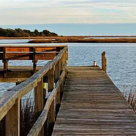 Wooden Pier And Bench by Cynthia Guinn