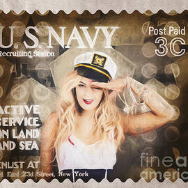 WWI recruiting postage stamp. Navy sailor girl by Jorgo Photography