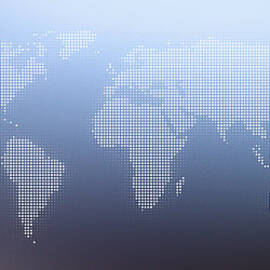 World Map In Dots Against An Abstract Background by Ralf Hiemisch