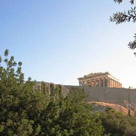Acropolis Parthenon Palace Panoramic View of Ancient Columns During Reconstruction in Athens Greece by John Shiron