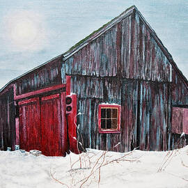 Barn In Snow Southbury Ct by Stuart B Yaeger