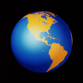 Computer Artwork Of Whole Earth Showing Americas