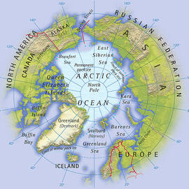 Digital Illustration Of Map Showing Position Of Arctic Ocean And Surrounding Continents by Dorling Kindersley