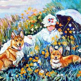 In the Field with Corgis after Monet by Lyn Cook