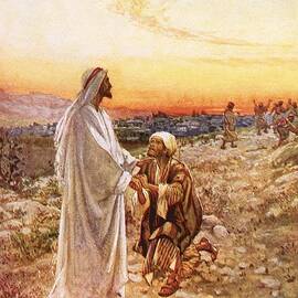 Jesus with the one leper Who Returned to Give Thanks by William Brassey Hole