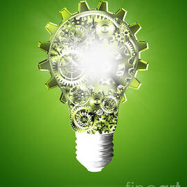light bulb design by cogs and gears  by Setsiri Silapasuwanchai
