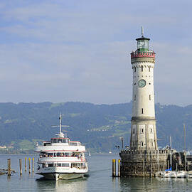 Lindau harbor with ship Bavaria Germany