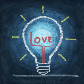 love word in light bulb by Setsiri Silapasuwanchai