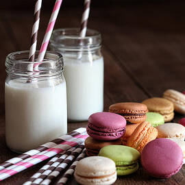 Macaroons with jar glasses and straws by Sandra Cunningham