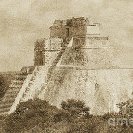 Mayan Pyramid of the Magician at Uxmal Mexico Vintage