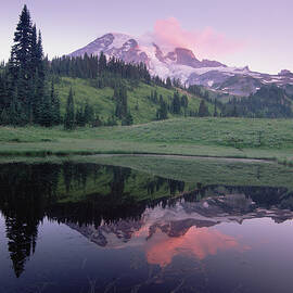 Mt Rainier Reflected In Lake Mt Rainier by Tim Fitzharris