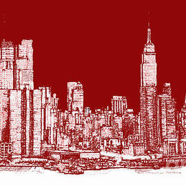 New York rectangular skyline red by Building  Art