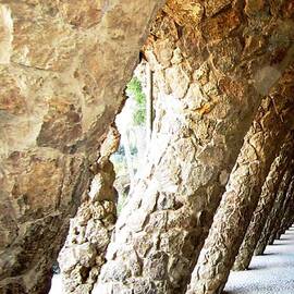 Parc Guell Tilted Stone Columns II by Gaudi Barcelona Spain by John Shiron