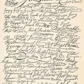 Signatures attached to the American Declaration of Independence of 1776 by Founding Fathers