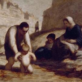 The First Bath  by Honore Daumier