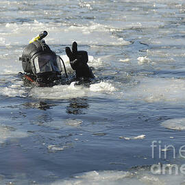 U.s. Navy Diver Signals He Is Okay by Stocktrek Images