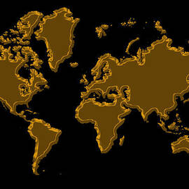 World Map Gold by Andrew Fare
