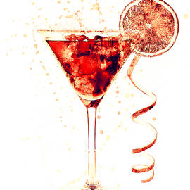 Cocktail Drinks Glass Watercolor by Michael Tompsett