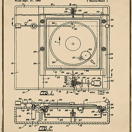 Record Player Patent 1966 Sepia by Bill Cannon