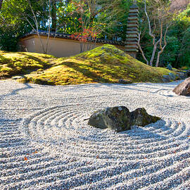 Zen garden at a sunny morning