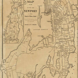1800s Vintage map of Newport RI Rhode Island