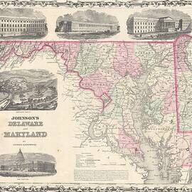 1861 Johnson Map of Delaware and Maryland  by Paul Fearn
