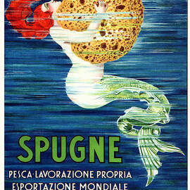 1920 ITALY Mermaid With Sponge Advertising Poster by Retro Graphics