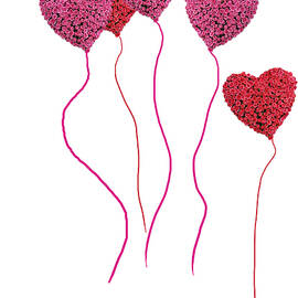 pink roses in heart shape balloons  by Mike Ledray