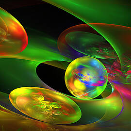 Computer Generated Planet Sphere Abstract Fractal Flame Modern Art by Keith Webber Jr