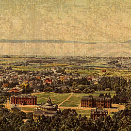 Aerial View of Berkeley California in 1900 on Worn Distressed Canvas by Design Turnpike
