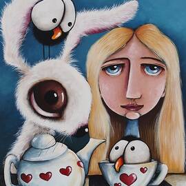 Alice and the white rabbit by Lucia Stewart