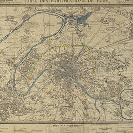 Antique Maps - Old Cartographic maps - Antique Map of Paris by Studio Grafiikka