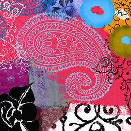 Bali III Abstract Collage Painting by Mindy Sommers