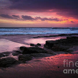 Beach Winter Sunset 1 by Carlos Caetano