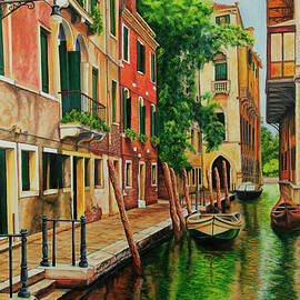 Beautiful Side Canal In Venice by Charlotte Blanchard