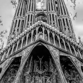 Black La Sagrada Familia Catholic Church Barcelona Spain  by Chuck Kuhn