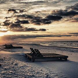 Blue and Orange Sunrise on the beach by Michael Thomas
